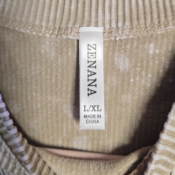 #0519 L/XL NEW ZENANA Lt Caramel Stone Wash Ribbd Brami Semi Crop Fits 38A-40DD - Picture 4 of 12